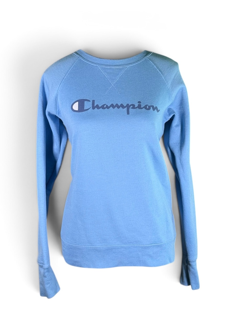 Champion Light Blue Logo Pullover Crewneck Sweatshirt